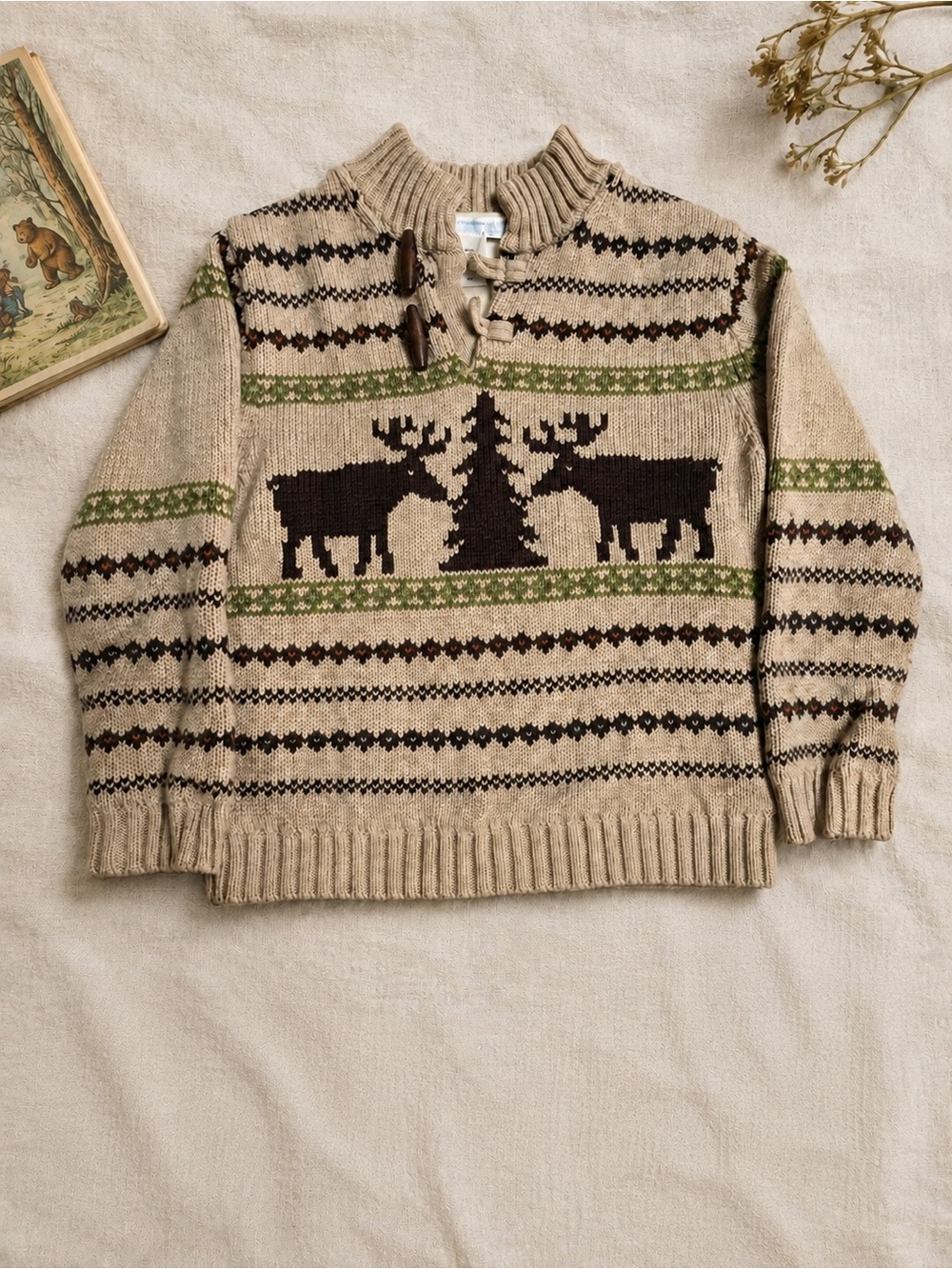 Vintage Janie and Jack Toddler Moose Sweater